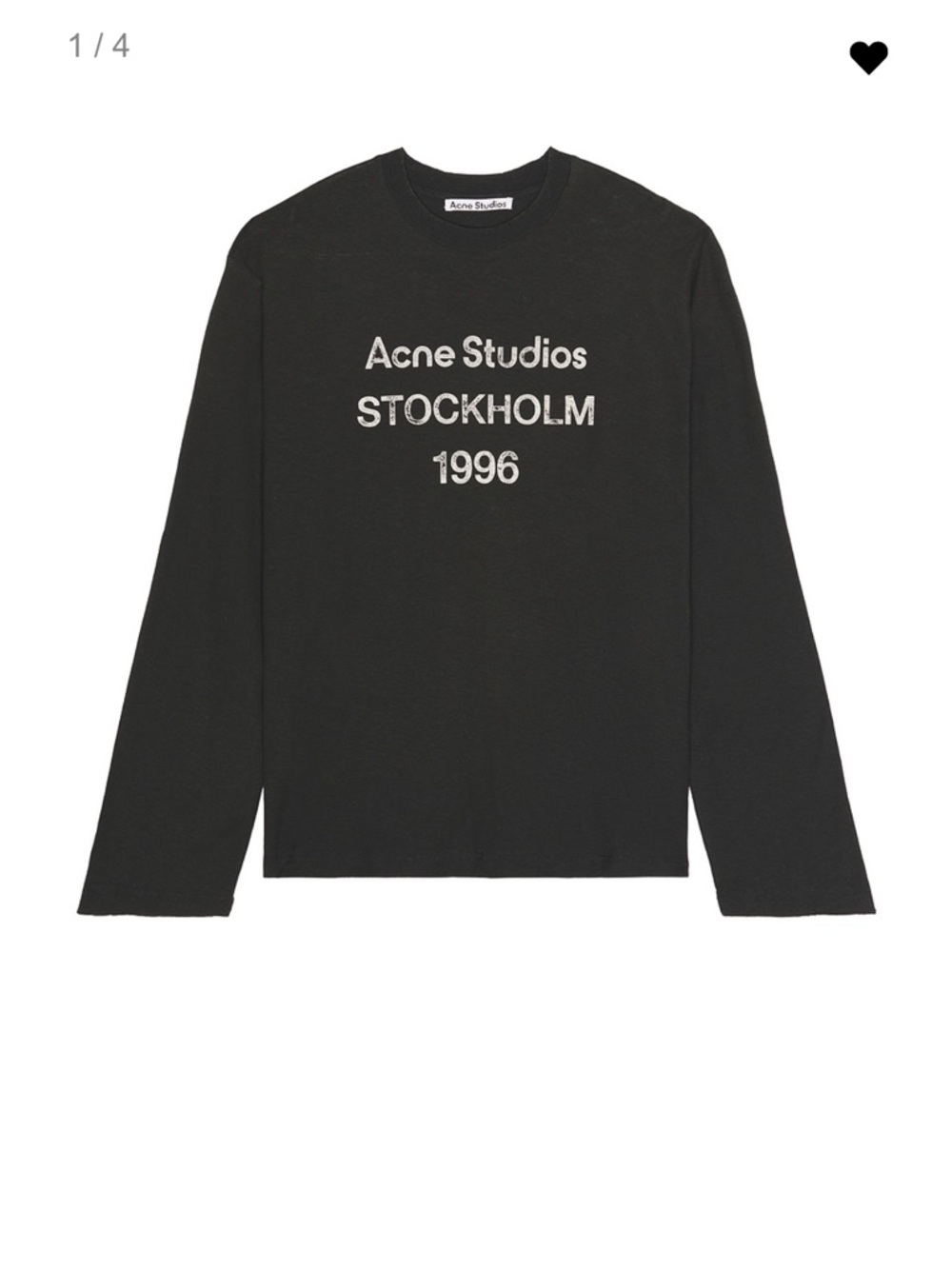 BNWOT Acne Studios Edden Long Sleeve T-Shirt in Size XL/1X Color Faded Black